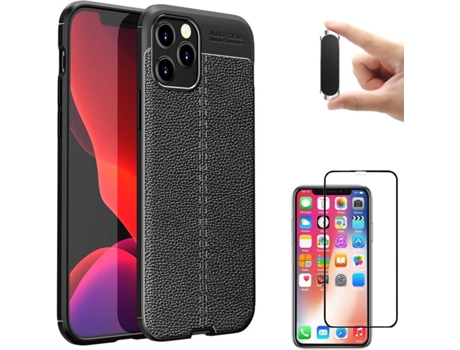 Kit Funda, Protector y Soporte para iPhone 12PHONESHIELD BD-LC&9D&MH-IP-12 Negro