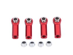 4 Piezas De Rótula De Resorte Rc, Extremo De Viga, Rosca M4 Cw 7 Mm, Aleación De Alta Resistencia Para Modelo De Coche 1/10, Rojo