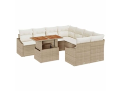 Maison Exclusive - Conjunto De Comedor De Jardín Con Cojín 9 Pcs Beige Y Crema