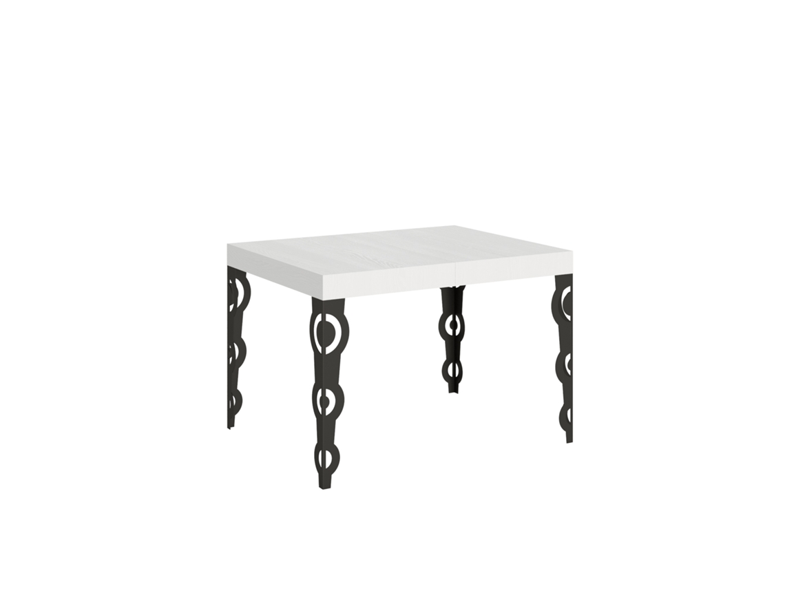 Mesa extensible 70x110/194 cm Karamay Fresno Blanco estructura Antracita