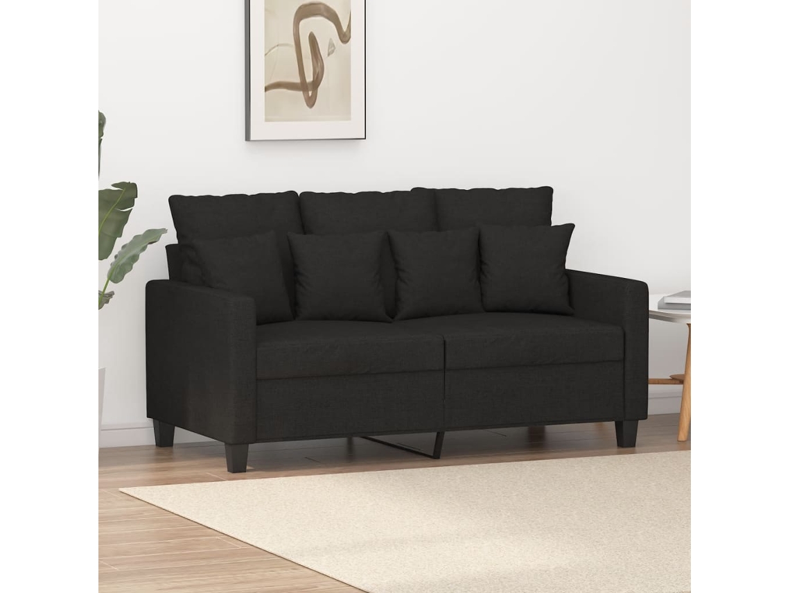 Sofá De 2 Plazas De Tela Negro 120 Cm