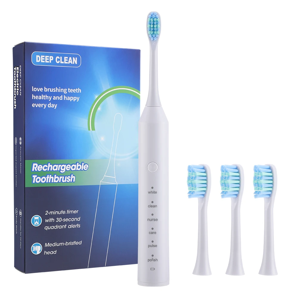 Escova De Dentes Elétrica Sônica (branca), Com Temporizador Inteligente E 6 Modos.