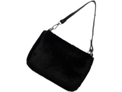 Bolso De Hombro Negro De Felpa De Gran Capacidad Para Mujer, Práctico Cierre De Cremallera, Elegante