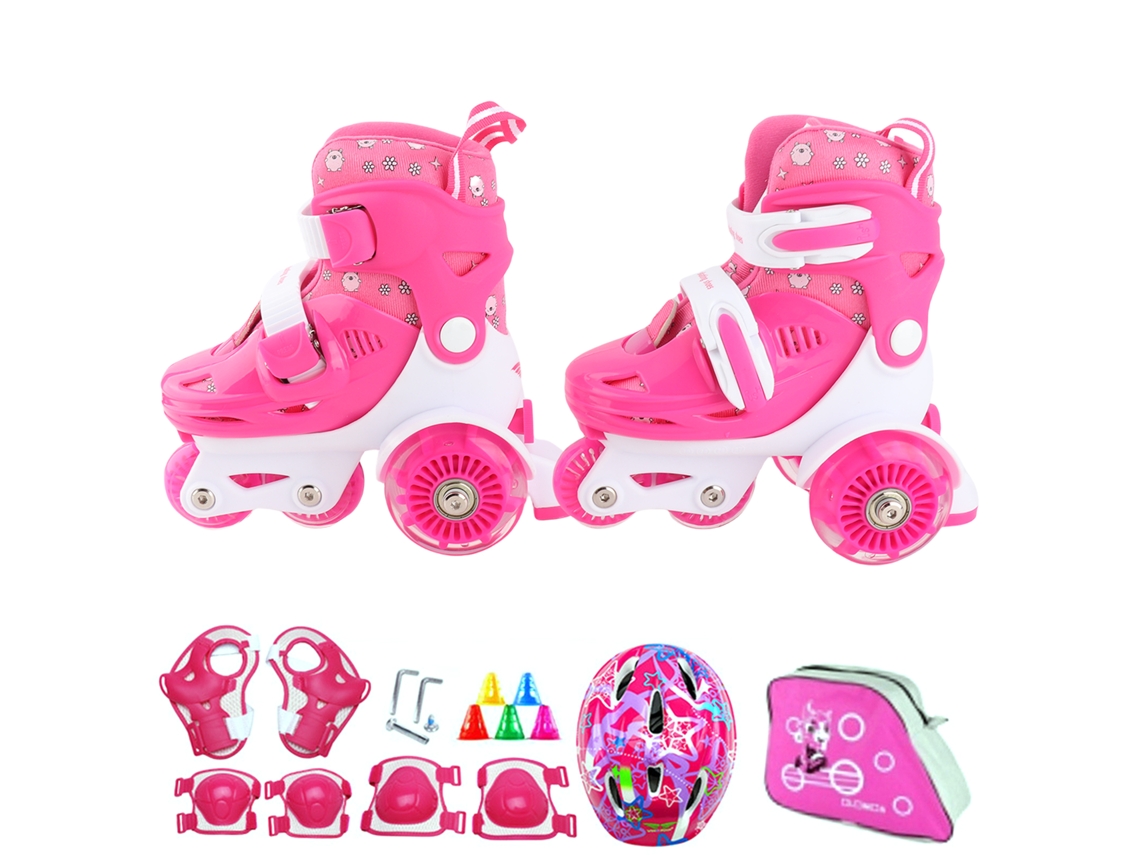 Vlrla-zapatos De Patinaje Infantil Flash Para Principiantes Set Con Rodilleras Coderas Casco Mochila Patines Niños