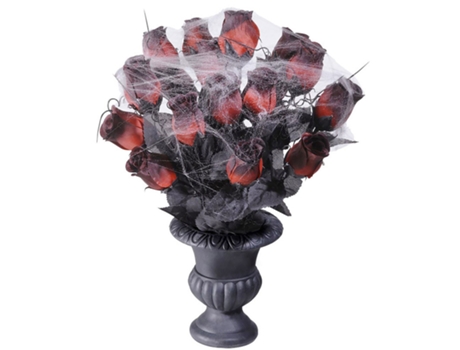 Accesorio WIDMANN Vaso con Rosas Rojas y Teia De Araña 35 Cm