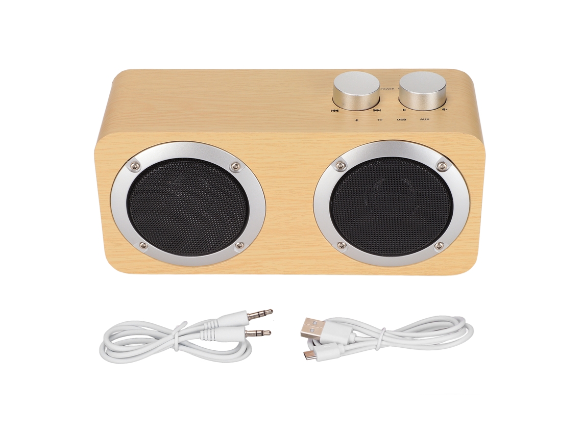 Altavoz Inalámbrico Bluetooth Retro De Madera, Altavoces Portátiles Para Ordenador Con Graves Potentes
