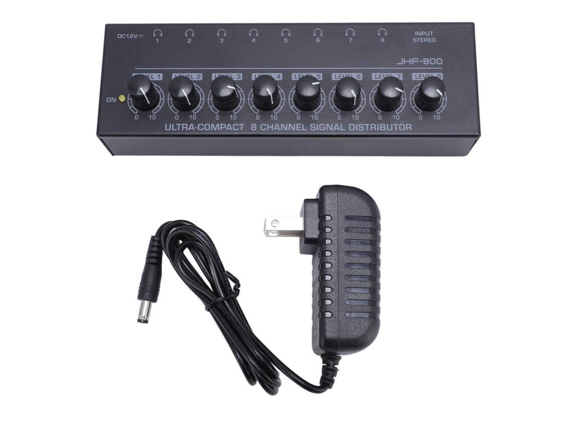Amplificador De Auriculares Estéreo Portátil Con 8 Salidas Y 1 Entrada, Enchufe Metálico Estadounidense Para Estudio Y Actuaciones.