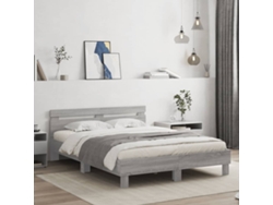 Cama Con Cabecero Madera De Ingeniería Gris Sonoma 150x200 Cm