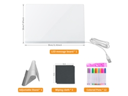 Pizarra De Dibujo Led Luminosa Para Niños, Bloc De Dibujo Acrílico Borrable Con 12 Rotuladores De Colores (30x20cm) Gertiz