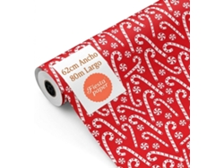 Rollo Papel Regalo Navidad Bastones Caramelo 62cm X 80m Bobina Resistente Navidad Comercios - Fp Fiesta Paper