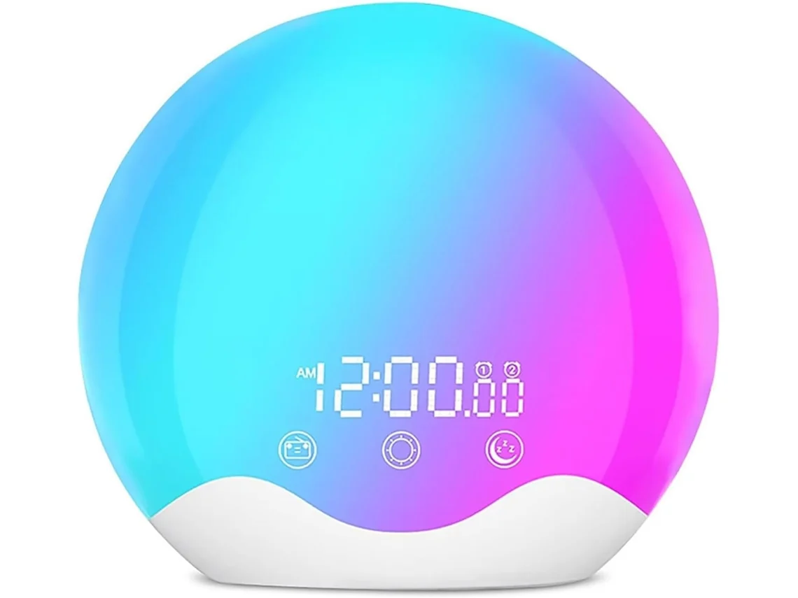Despertador inteligente con luz de amanecer, temporizador con simulación de amanecer/atardecer, alarmas duales Chronus (blanco)