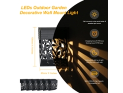 Lámpara solar de 6 unidades para valla/pared exterior, luz blanca cálida + RGB, diseño hueco, IP55, batería recargable de 800 mAh, para jardín/patio (modelo 2026).