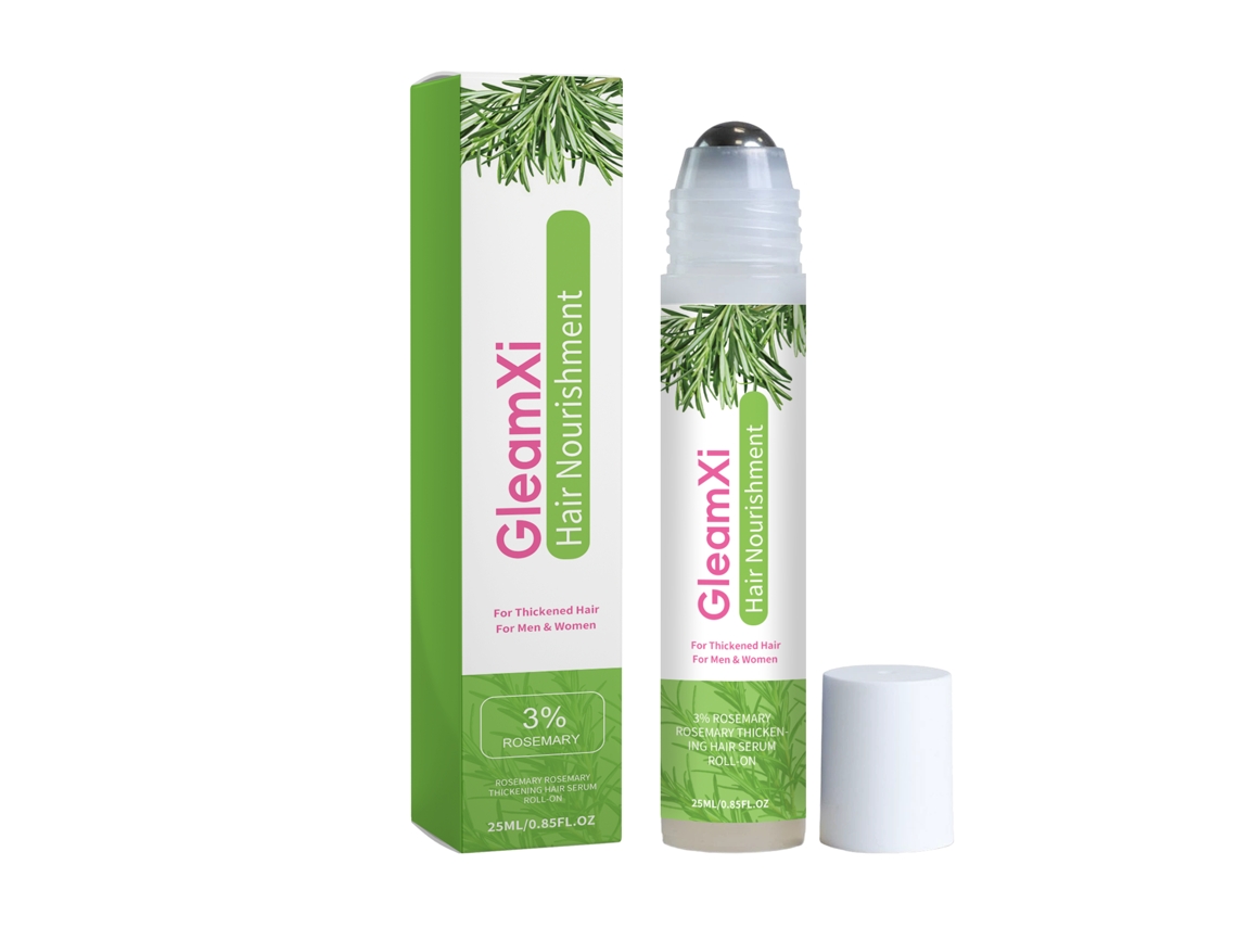La esencia en roll-on de romero Gleamxi nutre el cabello.