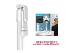 Trípode Para Selfies Bluetooth 3 En 1 (blanco) Con Luz De Relleno Y Soporte Plegable