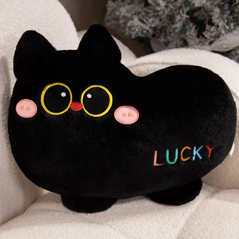 (negro, 55 Cm) Cojín/almohada/almohada Para Adulto Con Diseño De Gato De La Suerte