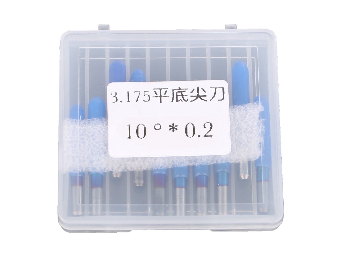 10 Piezas De Herramienta De Grabado Cnc De Acero Tungsteno Con Revestimiento Azul 3.175 10° * 0.2