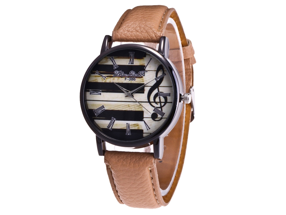 Reloj De Pulsera De Cuarzo Para Estudiantes, Deportivo, Esfera Redonda, Correa De Cuero Beige.