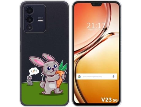 Carcasa para Vivo V23 5G TUMUNDOSMARTPHONE Dibujos Transparente Conejo Multicolor