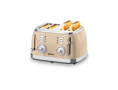 Tostador Retro SOGO Tos-Ss-5475 Pan Molde 4 Ranuras 1500W Beige