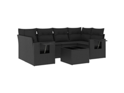 Maison Exclusive - Set De Comedor De Jardín 7 Pzas Y Cojines Ratán Sintético Negro