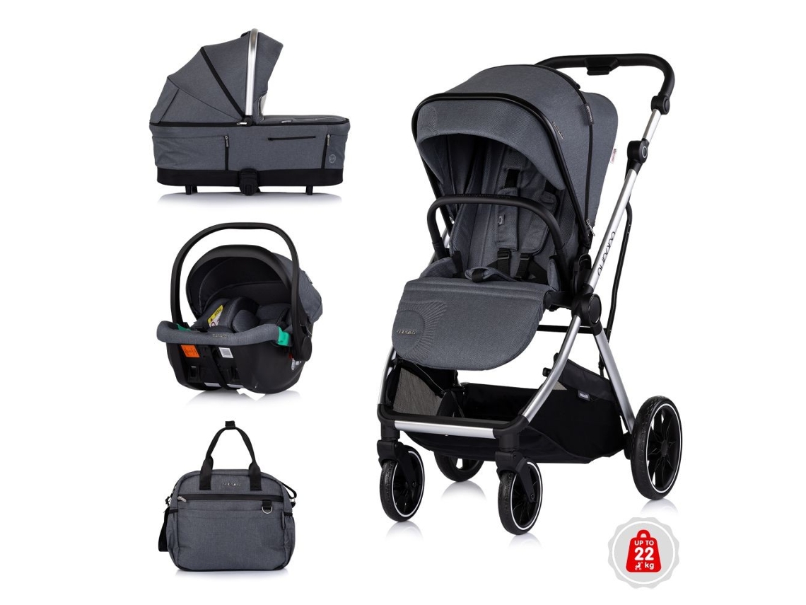 Carrito De Bebé 3 En 1 Aurora Hasta 22 Kg De Chipolino - Charcoal
