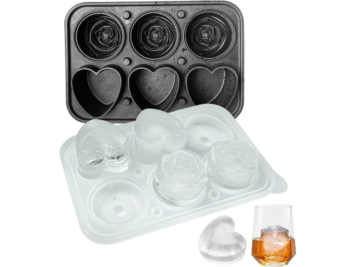 Cubitera Con Forma De Rosa Y Corazón Con Tapa De Embudo Transparente, Para Whisky Y Otras Bebidas - Negra