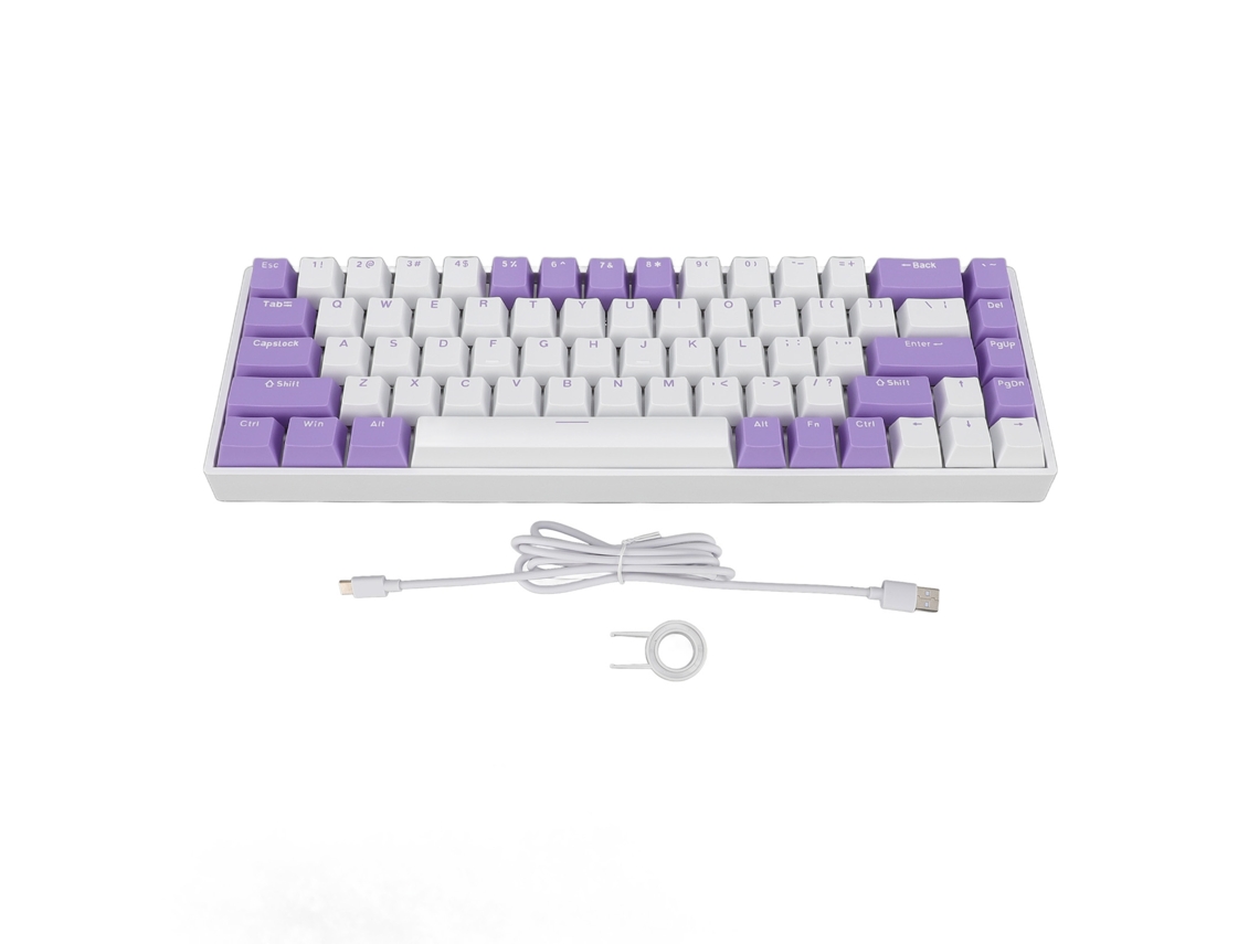 Teclado Mecánico De 68 Teclas Con Interruptores Rojos, Iluminación Rgb, Cableado Al 60%, Conexión Usb-c Para Juegos De Pc Con Puerto Usb.