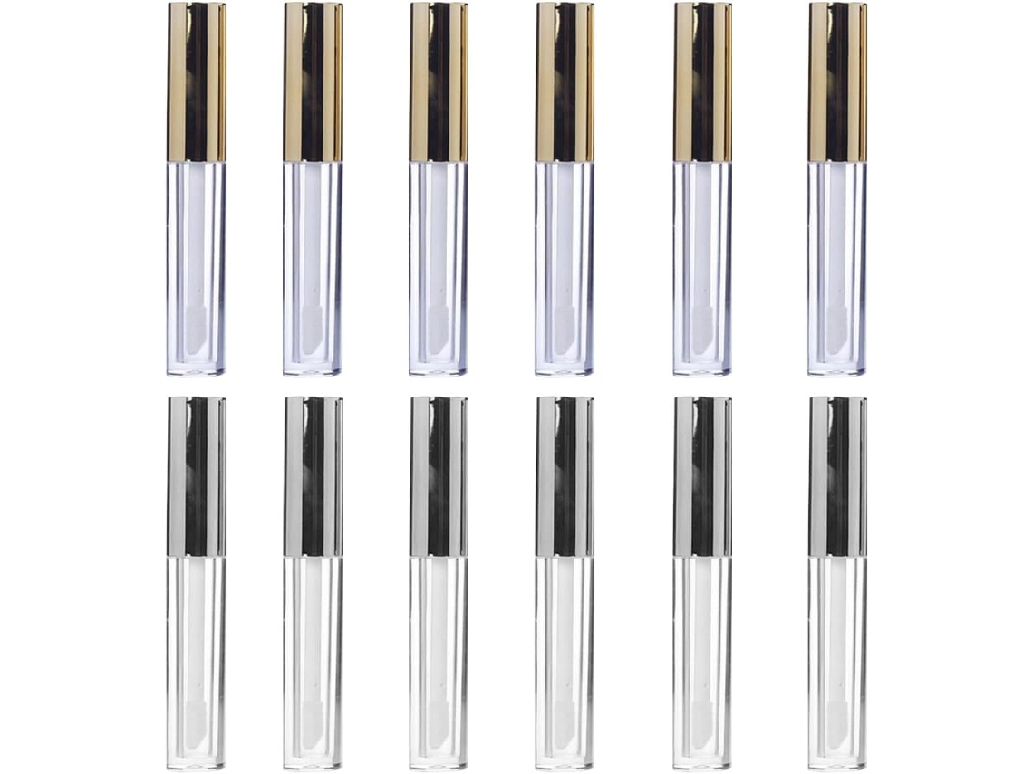 Pacote Com 12 Tubos Vazios De Plástico Transparente De 5ml Para Protetor Labial, Com Tampa.