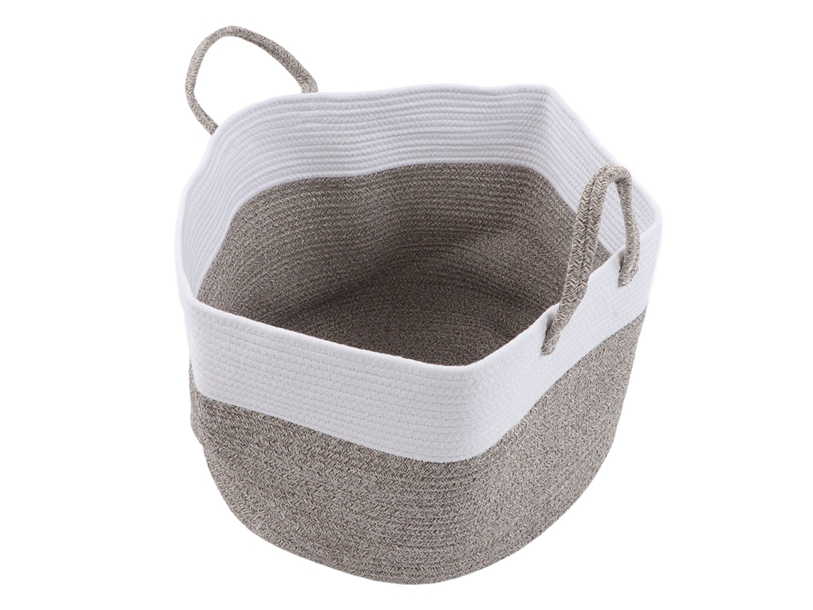 Cesta De Gran Capacidad Con Asa, Tejida En Cuerda De Algodón, Para Almacenamiento Multifuncional.