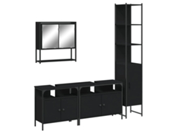 Maison Exclusive - 4 Pcs Conjunto Móveis Casa De Banho Derivados De Madeira Preto