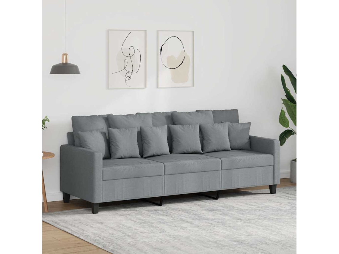 Sofá de 3 plazas - Sofá para salón - Sofá de relax 180 cm Tela gris claro HARLANV1