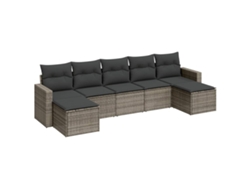 Maison Exclusive - Set De Sofás De Jardín 7 Piezas Con Cojines Ratán Pe Gris