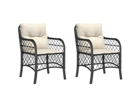 Conjunto 2 Sillones de jardín con cojines VIDAXL ratán sintético negro