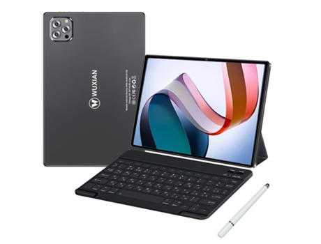Tablet WUXIAN V62 + Teclado Bluetooth + Funda de Cuero + Auriculares + Bolígrafo (10.1'' - 64 GB - 4 GB RAM - Wi-Fi-GPS-4G - Negro)