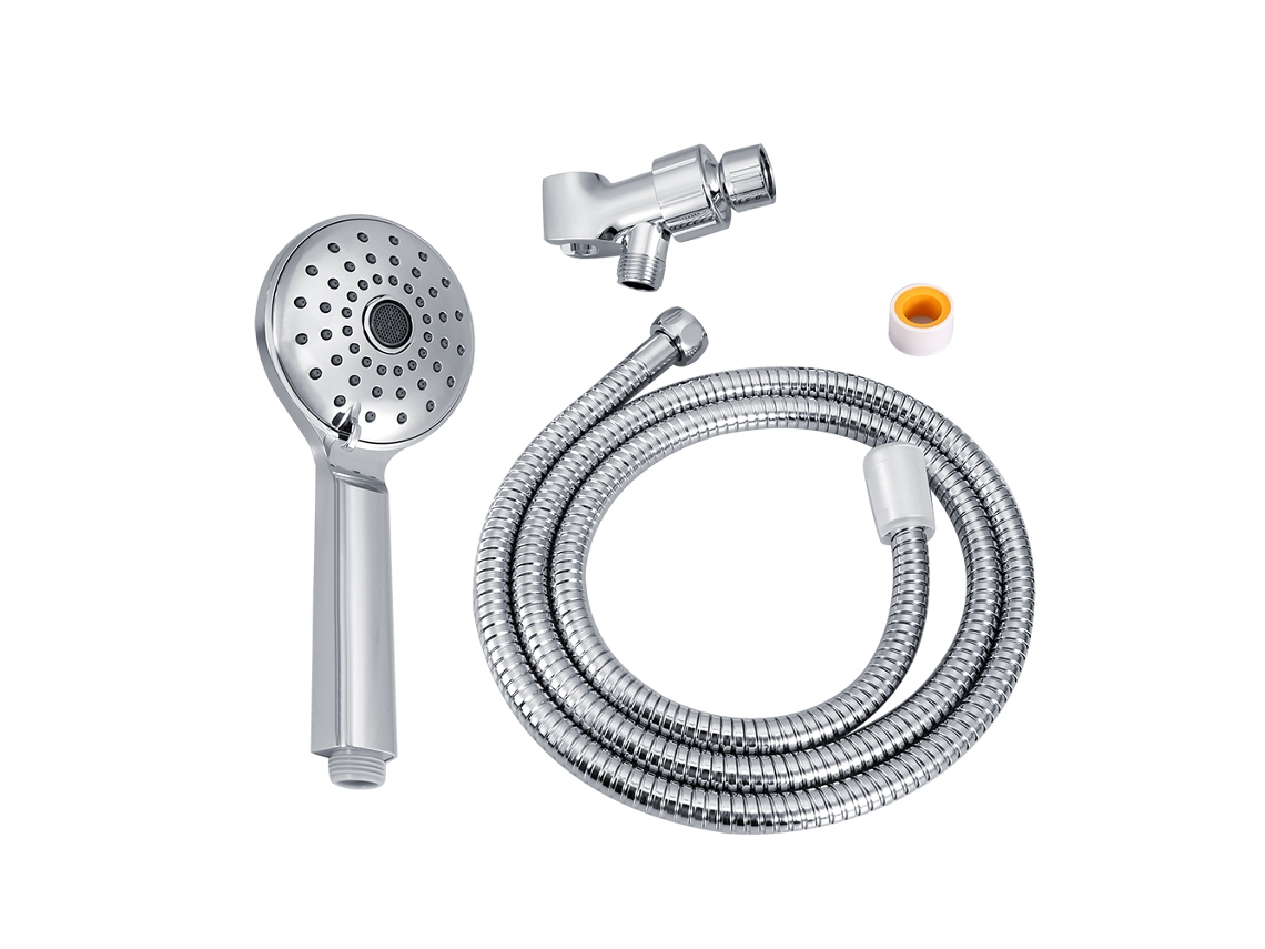 Juego de ducha de mano con manguera flexible de 1,5 m/4,9 pies y soporte cromado