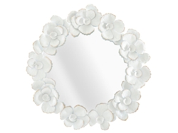 Espejo De Pared Flor Blanca Cm 82x2,6x85,5 Unico / Blanco Y Dorado