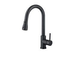 Grifo De Cocina Negro Con Cabezal Rociador Extraíble De 360 Grados Y Manija Única - Acero Inoxidable