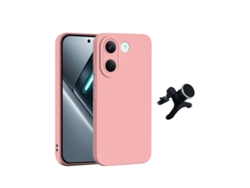 Kit Suporte Magnético Reforçado Capa Silicone Líquido Phonecare Para Xiaomi Poco X8 Pro 5g - Rosa