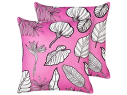 Juego de cojines decorativos BELIANI Malva de Terciopelo Rosa 45x45x15
