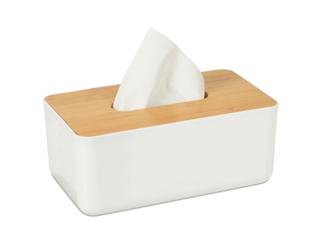 Caja de tela japonesa casual bambú con tapa baño diseño moderno plástico 10 x 23 x 13 cm blanco/color natural ZMDECQNA