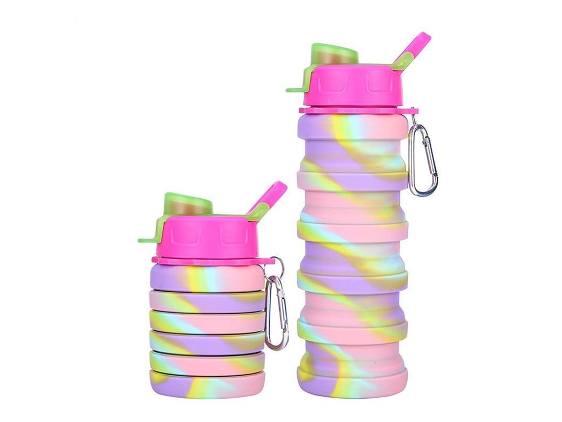 2026da-botella De Agua Plegable De Silicona Linjou 500ml Para Actividades Al Aire Libre Deportes Viajes Color Rosa