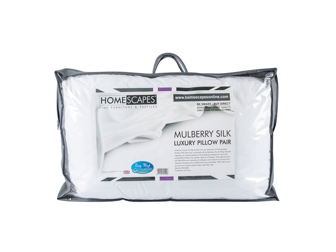 Almohada De Dormir Homescapes Pure Mulberry Blend Pair With Blanco (50x75cm)