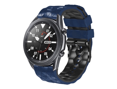 Correa de reloj inteligente para Samsung Gear S3 Frontier 22 mm Patrón de fútbol Correa de silicona bicolor (Azul medianoche + Negro)