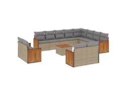Conjunto 13 sofás de jardín con cojines VIDAXL ratán sintético beige
