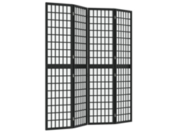 Biombo plegable, 4 paneles, 160 x 170 cm, madera maciza de abeto negro y papel de arroz, Dec031180