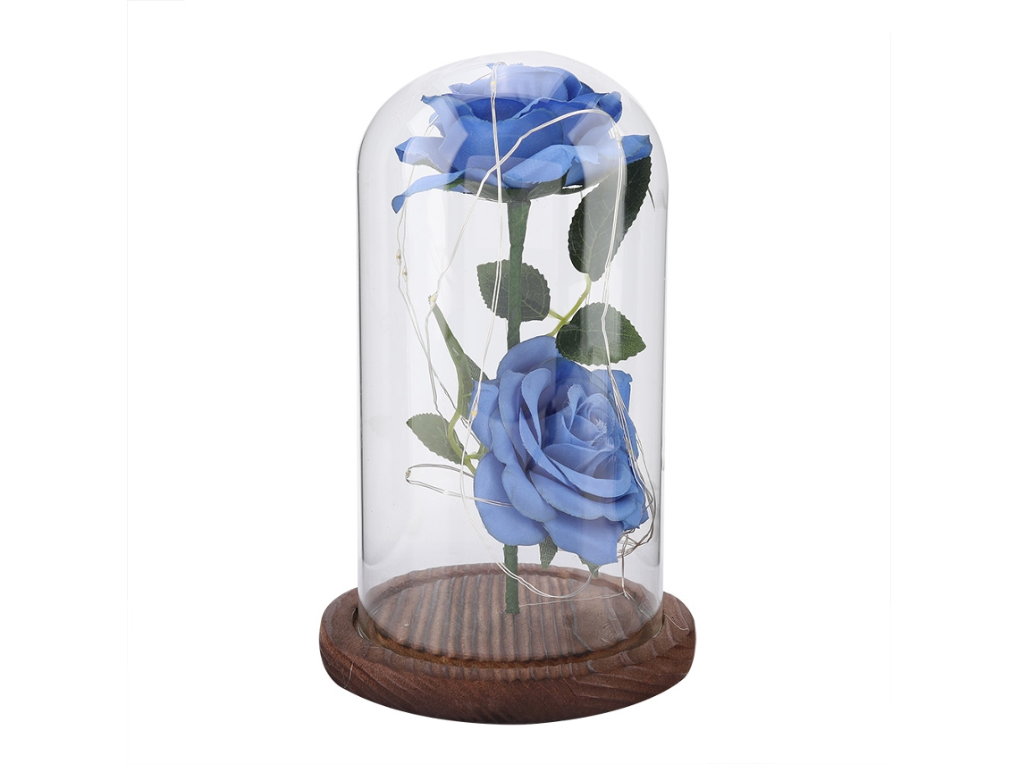 Rosa plateada con luz LED de 24k, regalo para el Día de San Valentín, color azul.