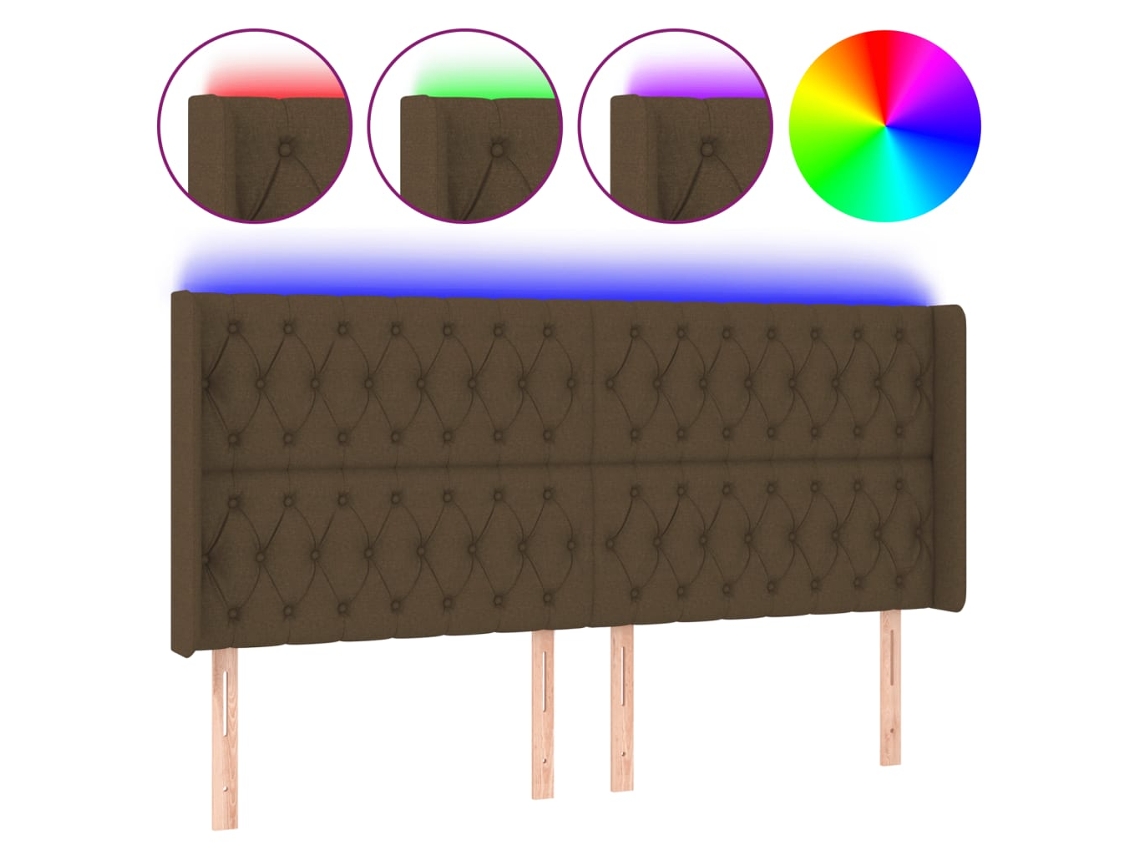 Maison Exclusive - Cabecero Con Led De Tela Marrón Oscuro 203x16x118/128 Cm