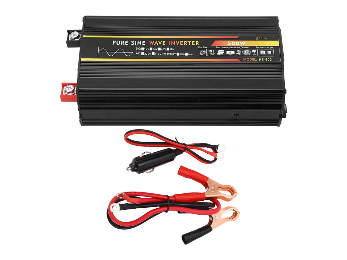 Inversor De Potencia 500w Onda Senoidal Pura 1 Enchufe Universal 2 Puertos Usb Para Coche 12v A 220v Con Pantalla Led