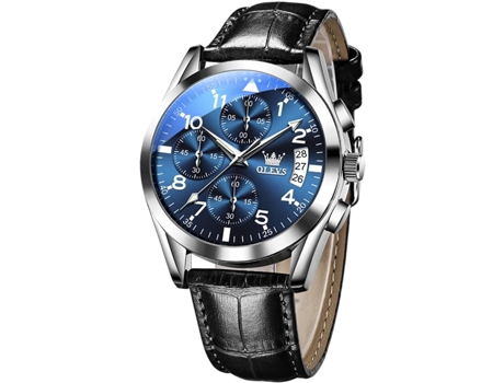 VEANXIN Reloj cronógrafo para hombre, reloj de cuarzo con correa de cuero a la moda para hombre(azul)