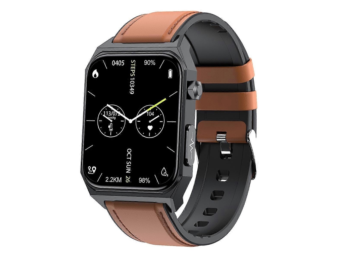 Reloj inteligente E530 de 1,91 pulgadas con correa de cuero resistente al agua IP68, compatible con ECG y medición no invasiva de glucosa en sangre. Ly Ebike